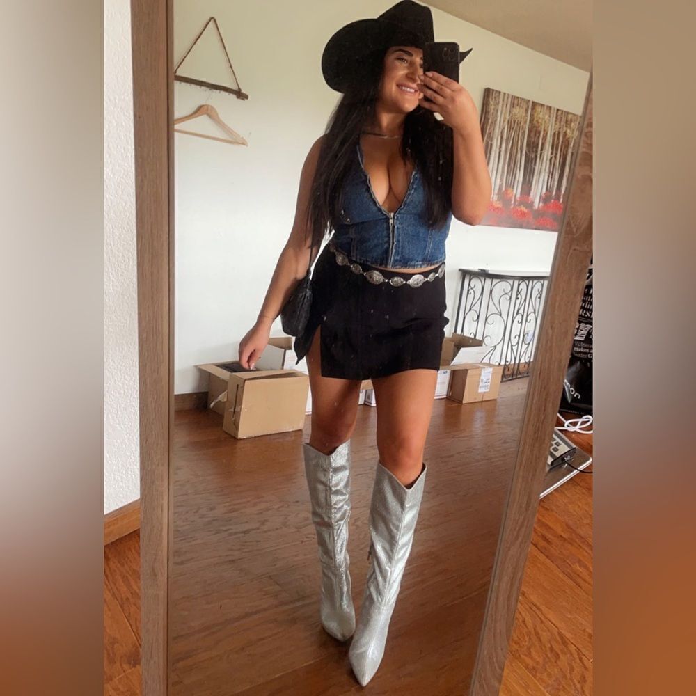 Silver cowboy  boots
